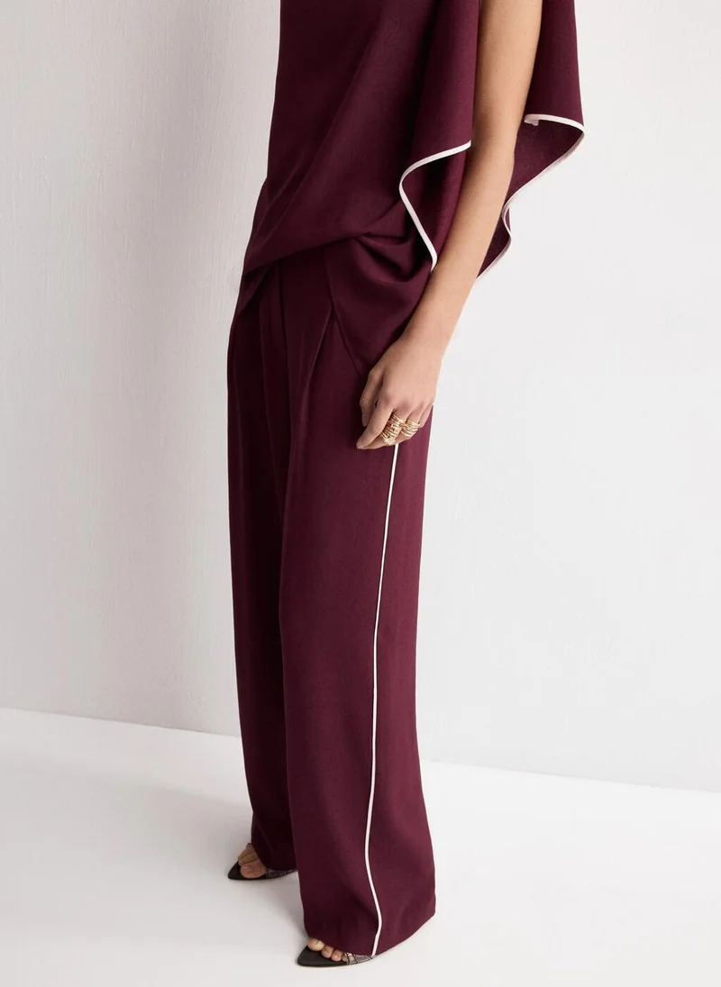 مانجو Contrast stripe straight trousers